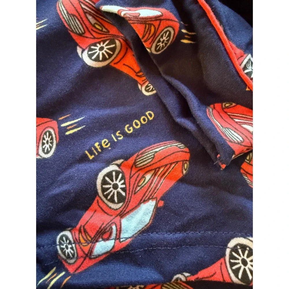 Life is Good Pajama Set Boys 6X Navy Blue Red Sports Car NWT Button Down PJs NEW